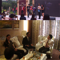 任达华琦琦夫妇出席房地产活动拍摄现场